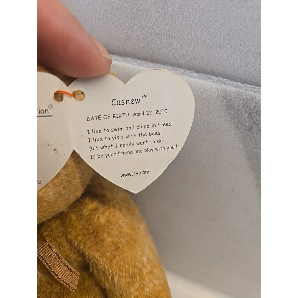 Ty Beanie Baby Cashew The Bear 2000‎ Brown Bear Plush Toy Doll with Tag